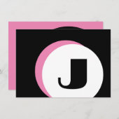 Carte De Correspondance PINK Mood Monogramme Gras Note initiale (Devant / Derrière)