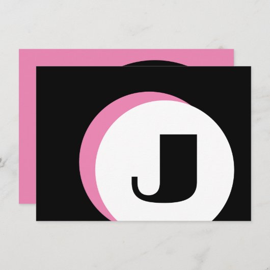 Carte De Correspondance PINK Mood Monogramme Gras Note initiale (Devant / Derrière)