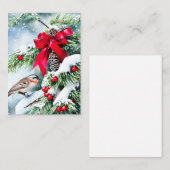 Carte De Correspondance Pins cônes et budget oiseau mini Noël (Devant / Derrière)