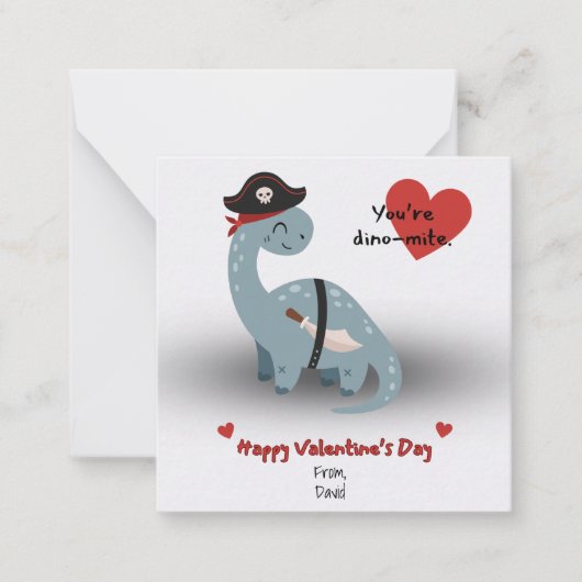 Carte De Correspondance Pirate Dinosaur Valentine's Day Cards (Devant)