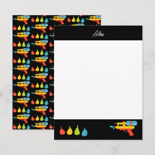 Carte De Correspondance Pistolet à eau & Ballons Été Enfants (Devant / Derrière)