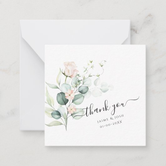 Carte De Correspondance PixDezines Aquarelle Blush Rose Eucalyptus (Devant)
