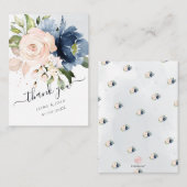 Carte De Correspondance PixDezines Aquarelle Fleurs Bleu Marine (Devant / Derrière)