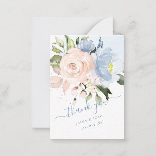 Carte De Correspondance PixDezines Aquarelle Fleurs Blush Dusty Blue (Devant)
