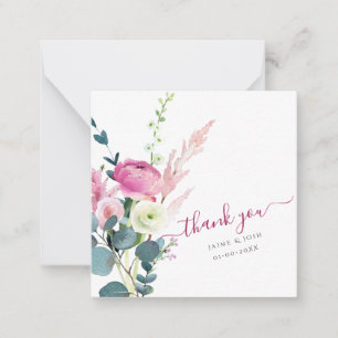 Carte De Correspondance PixDezines Aquarelle rose Ranunculus Merci