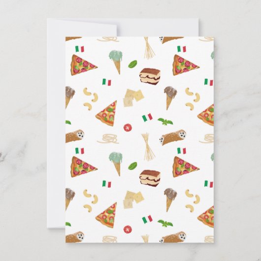 Carte De Correspondance Pizza italienne Pâtes Tiramisu Motif (Dos)