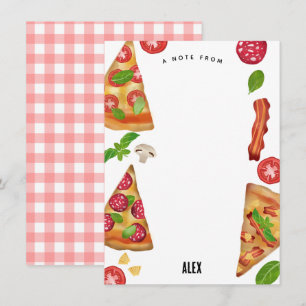 Carte De Correspondance Pizza Party Thème Aquarelle Anniversaire Enfants