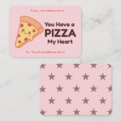 Carte De Correspondance Pizza Valentine Classroom Note Card  (Devant / Derrière)