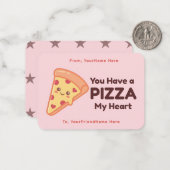 Carte De Correspondance Pizza Valentine Classroom Note Card  (Devant/Arrière en situation)