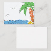 Carte De Correspondance Plage au trésor avec palmier (Devant / Derrière)