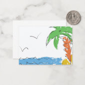 Carte De Correspondance Plage au trésor avec palmier (Devant/Arrière en situation)