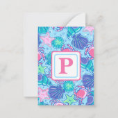 Carte De Correspondance Plage Coquille de crabe Océan Monogramme Preppy (Dos)