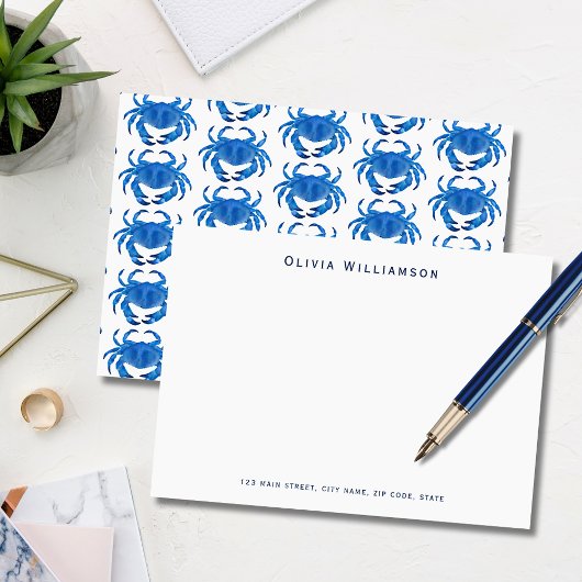 Carte De Correspondance Plage côtière du crabe bleu