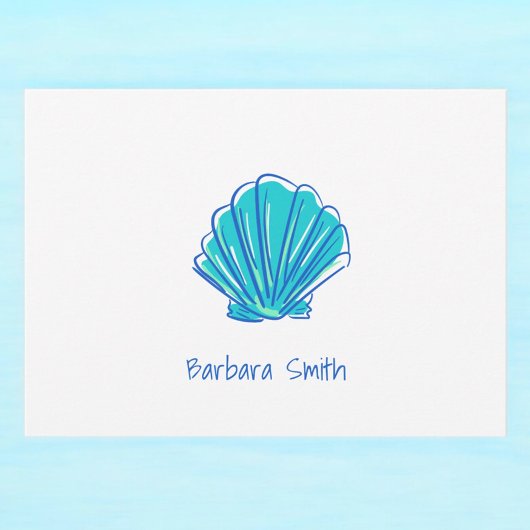 Carte De Correspondance Plage côtière Shell Merci bleu personnalisé