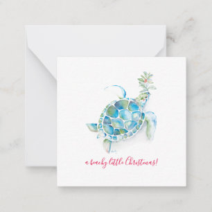 Carte De Correspondance Plage de la Tortue de Mer Mini Noël