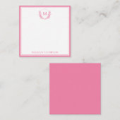 Carte De Correspondance Plage de monogramme rose double bordure (Devant / Derrière)