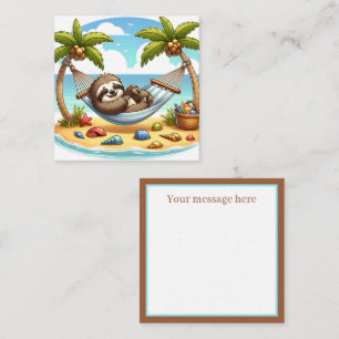 Carte De Correspondance Plage des amoureux de paresseux mignons ajouter un