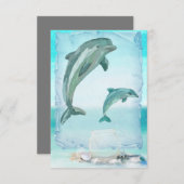 Carte De Correspondance Plage Dolphins Aquarelle Art (Devant / Derrière)
