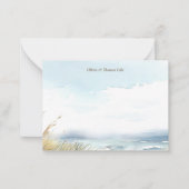 Carte De Correspondance Plage sauvage clôture Océan Grass Stripe Mariage C (Devant)