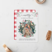 Carte De Correspondance Plaid Joyeux Noël Famille Photo Mistletoe (Devant/Arrière en situation)