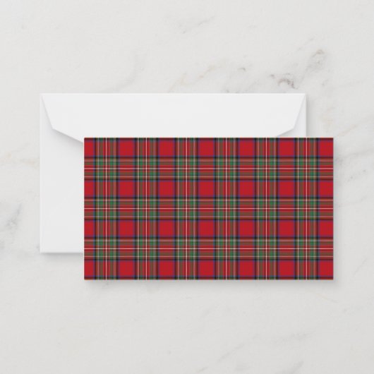 Carte De Correspondance Plaid Rustique Tartan Stewart Fête Remerciements (Dos)