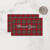 Carte De Correspondance Plaid Rustique Tartan Stewart Fête Remerciements (Devant/Arrière en situation)