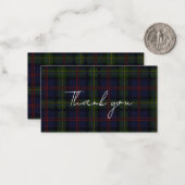 Carte De Correspondance Plaid Tartan Clan Malcolm Rustique Merci (Devant/Arrière en situation)