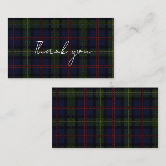 Carte De Correspondance Plaid Tartan Clan Malcolm Rustique Merci (Devant / Derrière)