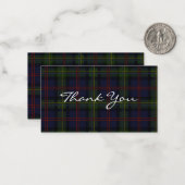 Carte De Correspondance Plaid Tartan Malcolm Script Merci (Devant/Arrière en situation)