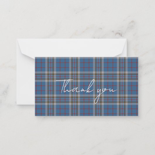 Carte De Correspondance Plaid Tartan Thompson Rustic Thank You (Devant)