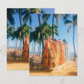 Carte De Correspondance Planches de surf de Waikiki Beach (Devant / Derrière)