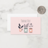 Carte De Correspondance Plantes de pot moderne rose et gris pastel (Devant/Arrière en situation)