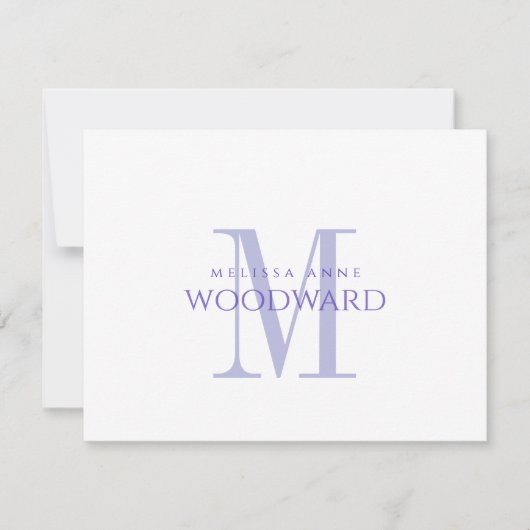 Carte de correspondance plate à monogramme violet  (Devant)
