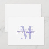 Carte de correspondance plate à monogramme violet  (Devant / Derrière)