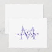 Carte de correspondance plate à monogramme violet (Devant / Derrière)