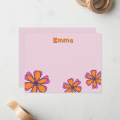 Carte de correspondance plate florale moderne moye (Devant/Arrière en situation)