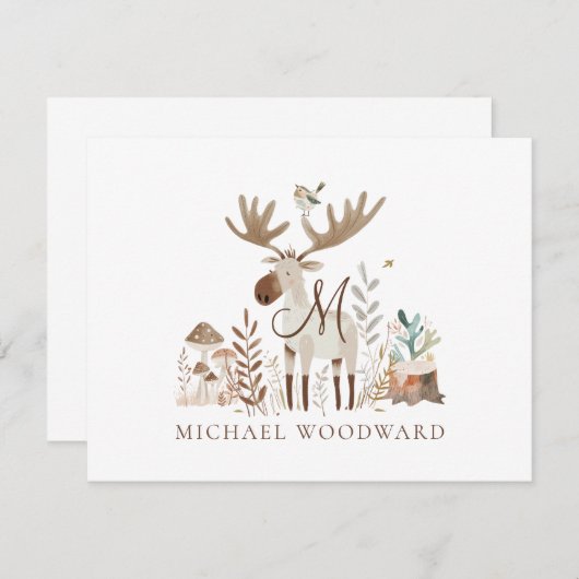 Carte de correspondance plate monogrammée pour enf (Devant / Derrière)