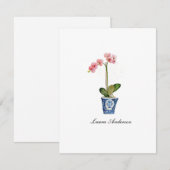Carte de correspondance plate Orchidée rose aquare (Devant / Derrière)