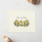 Carte De Correspondance Plumeria jaune Mariage M. et Mme Blank (Devant/Arrière en situation)