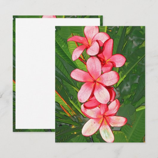 Carte De Correspondance Plumerias rose (Devant / Derrière)
