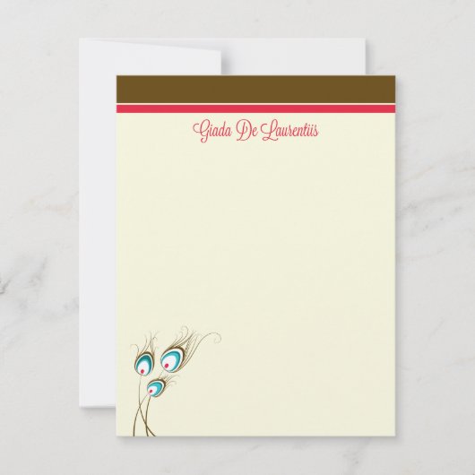 Carte De Correspondance Plumes de paon plat (Giada De Laurentiis) (Devant)