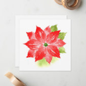 Carte De Correspondance Poinsettia aquarelle (Devant/Arrière en situation)