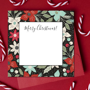 Carte De Correspondance Poinsettia de Noël peinte à la main Rouge Blanc Aq