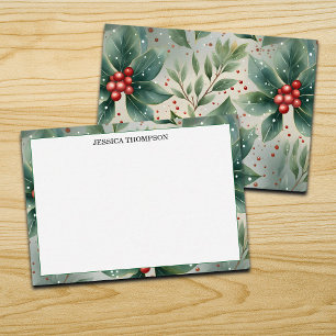 Carte De Correspondance Poinsettia Fleur d'hiver Colorée Personnalisée