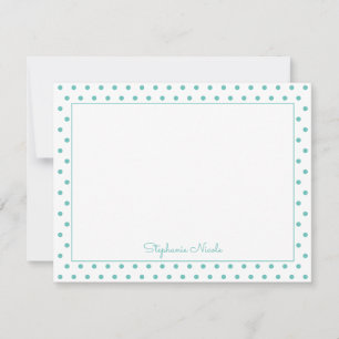 Carte De Correspondance Pointe Polka simple Aqua Personnalisé