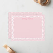Carte De Correspondance Points roses pâles & cadre ondulé Ajouter un nom (Devant/Arrière en situation)