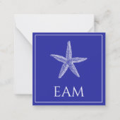 Carte De Correspondance Poisson étoile blanche côtière sur Monogramme bleu (Devant)