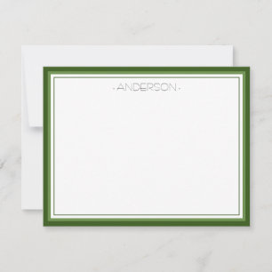 Carte De Correspondance Police de ligne mince Bordure verte classique