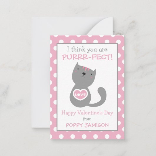 Carte De Correspondance Polka Dot Kitty Cat Valentine's Classroom Cards (Devant)