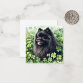 Carte De Correspondance Pomeranian noir Saint-Patrick (Devant/Arrière en situation)